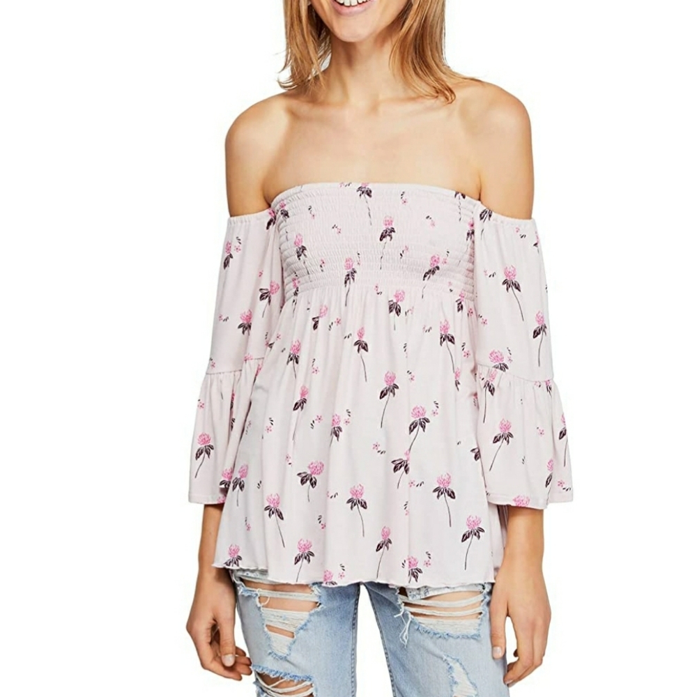 NWT Free People Off Shoulder Lana Floral Top XS